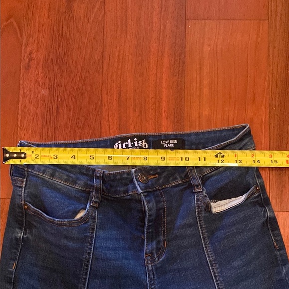 girl-ish Blue Flare Wide Leg Jeans with Subtle Fading - Picture 6 of 9